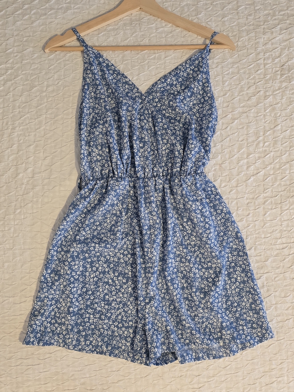 Blue Floral Spaghetti-Strap Romper
